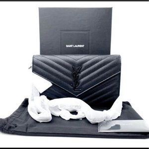 Saint Laurent mate leather wallet-on-chain